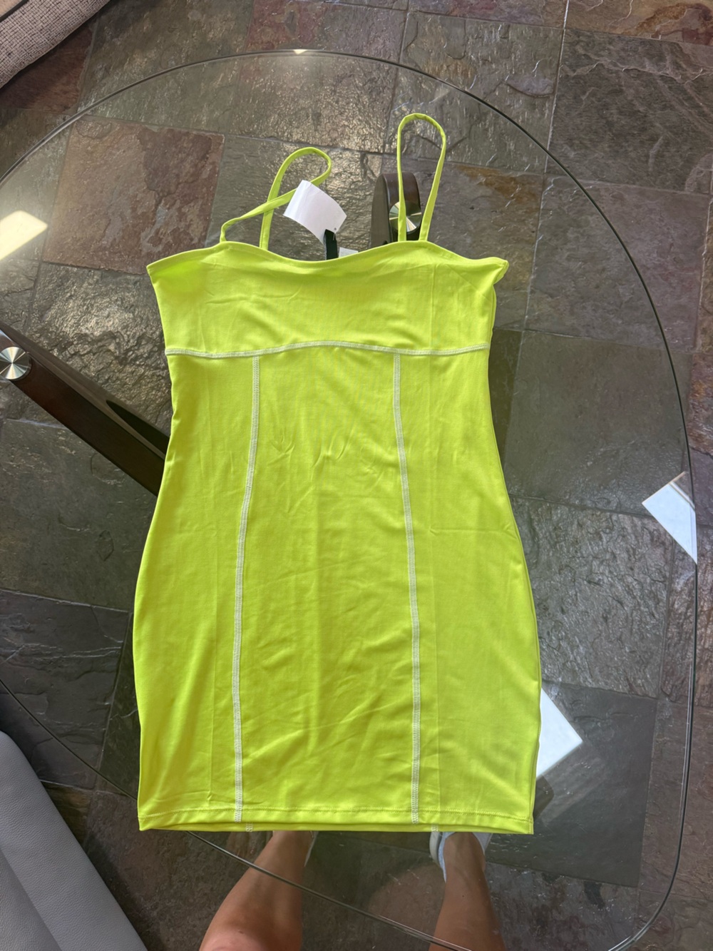 H&M DIVIDED Neon Lime Strappy Bodycon Dress